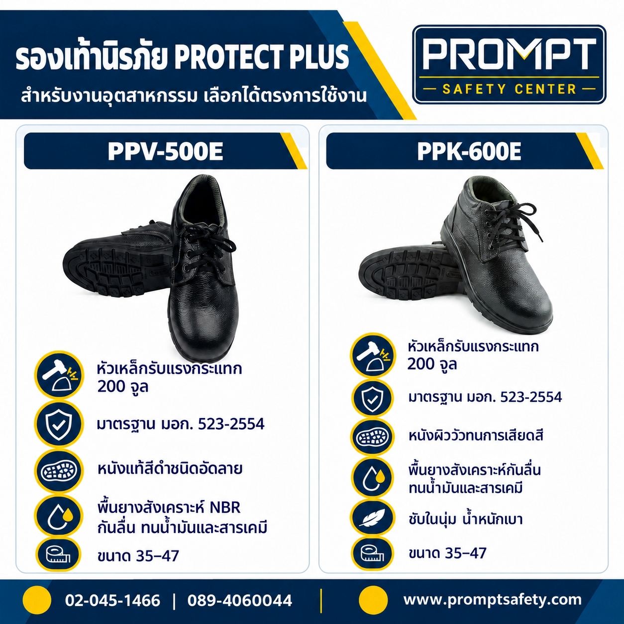รองเท้านิรภัย PROTECT PLUS รุ่น PPV-500E (หุ้มส้น) / PPK-600E (หุ้มข้อ)