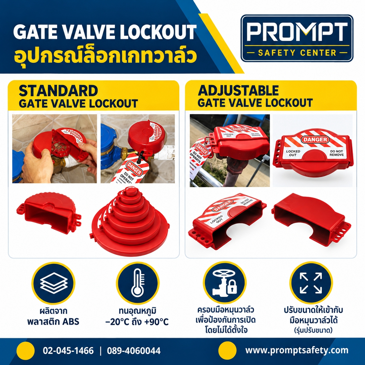 อุปกรณ์ล็อกเกทวาล์ว GATE VALVE LOCKOUT (รุ่น Standard & Adjustable)