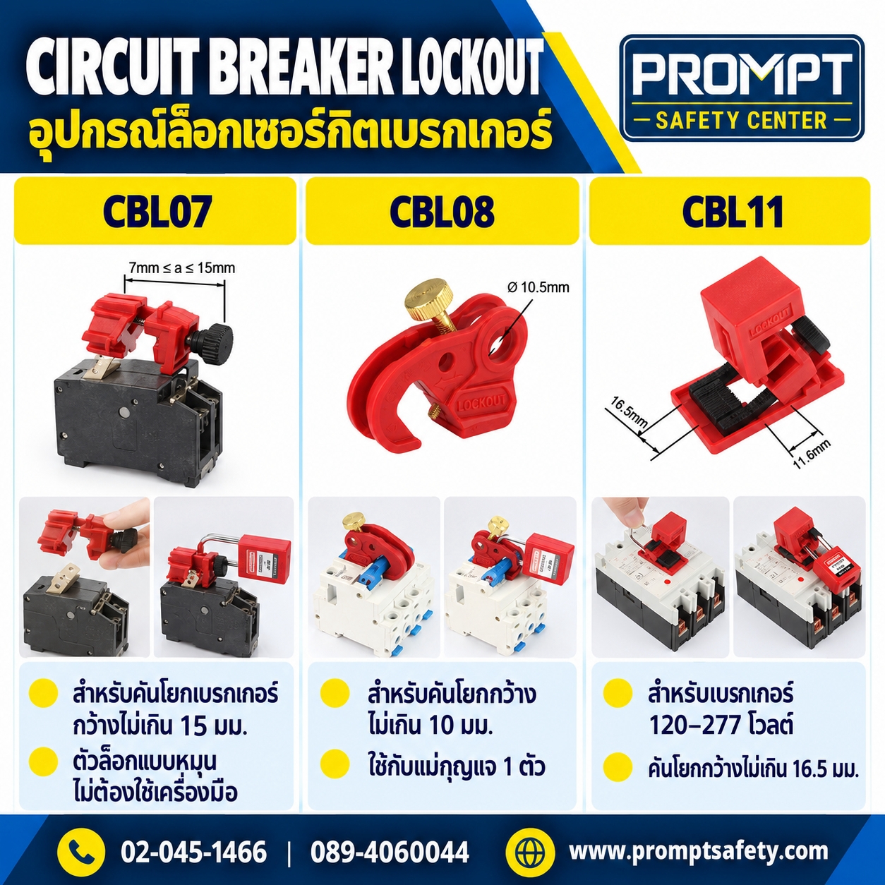 อุปกรณ์ล็อกเบรกเกอร์ 120-277V รุ่น CBL07 / CBL08 / CBL11