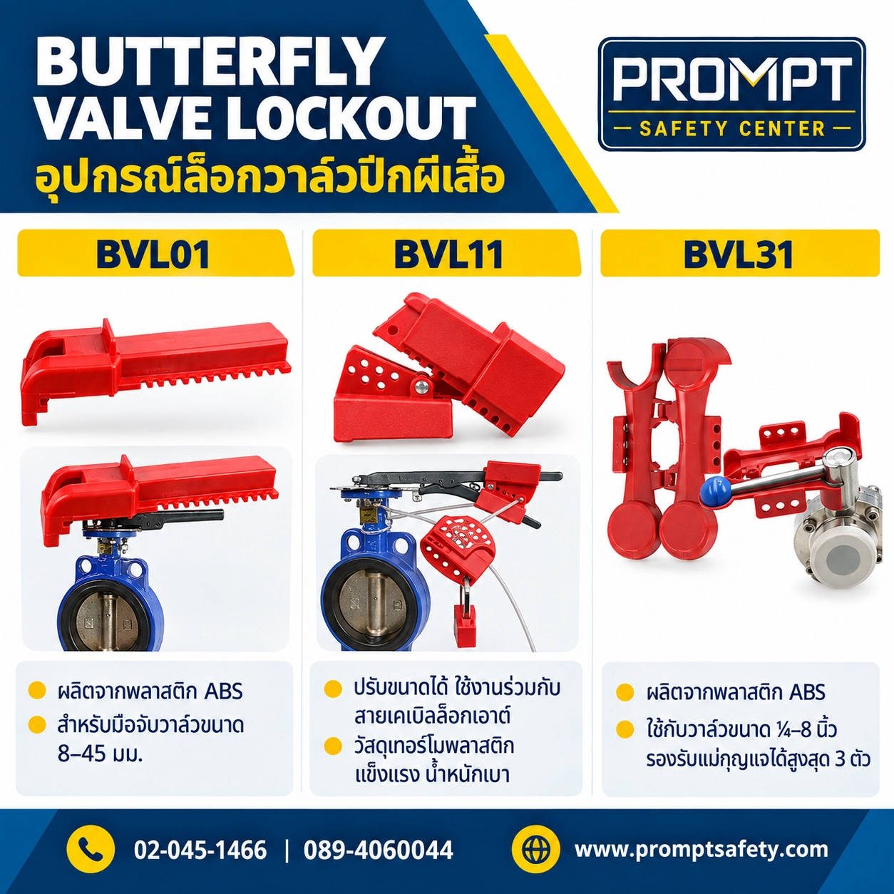 อุปกรณ์ล็อกวาล์วปีกผีเสื้อ BUTTERFLY VALVE LOCKOUT รุ่น BVL01 / BVL11 / BVL31