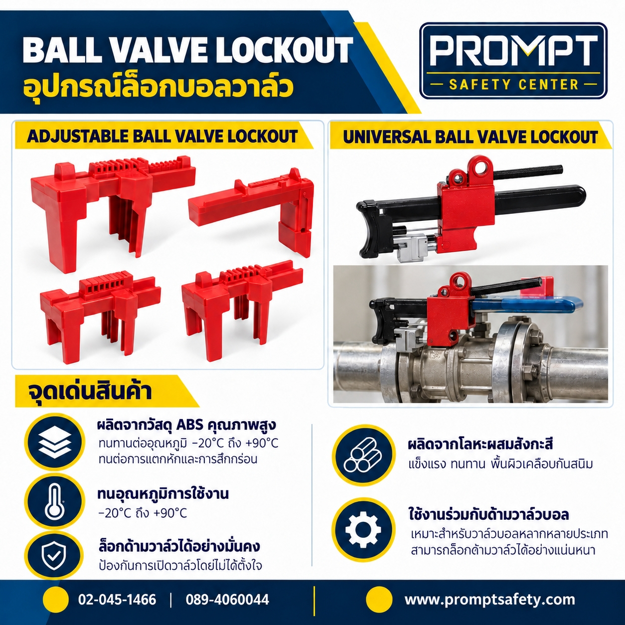 อุปกรณ์ล็อกบอลวาล์วอเนกประสงค์ ADJUSTABLE & UNIVERSAL BALL VALVE LOCKOUT